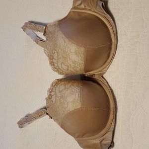 Curvy Couture Nude Satin and Lace Bra, Size 40C